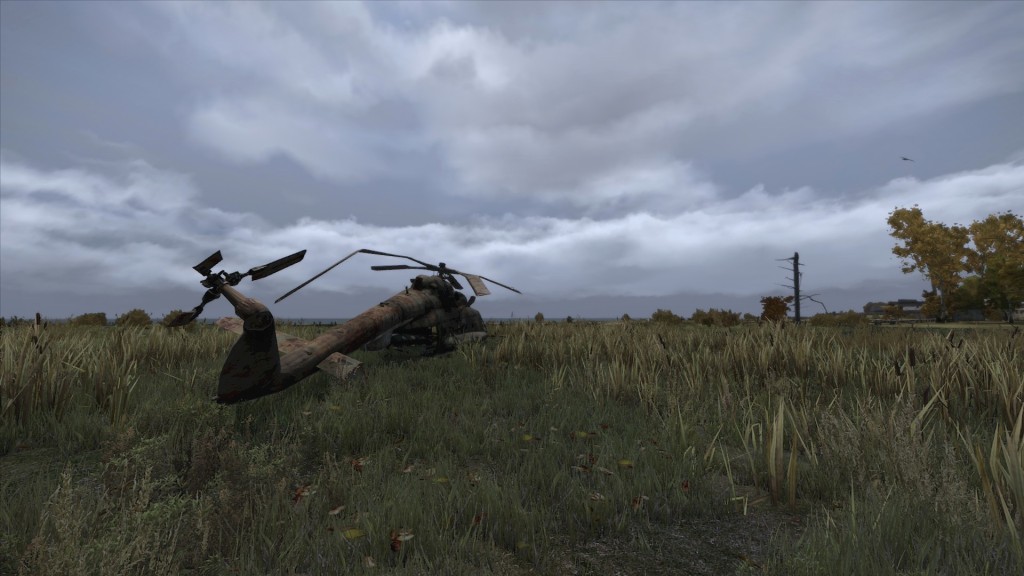 Haben Zombies Flak? Der Hubschrauber westlich von Balota.