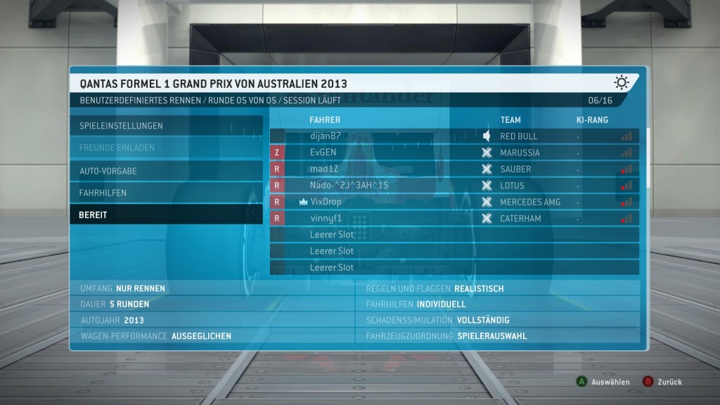 f1 2013 multiplayer menu