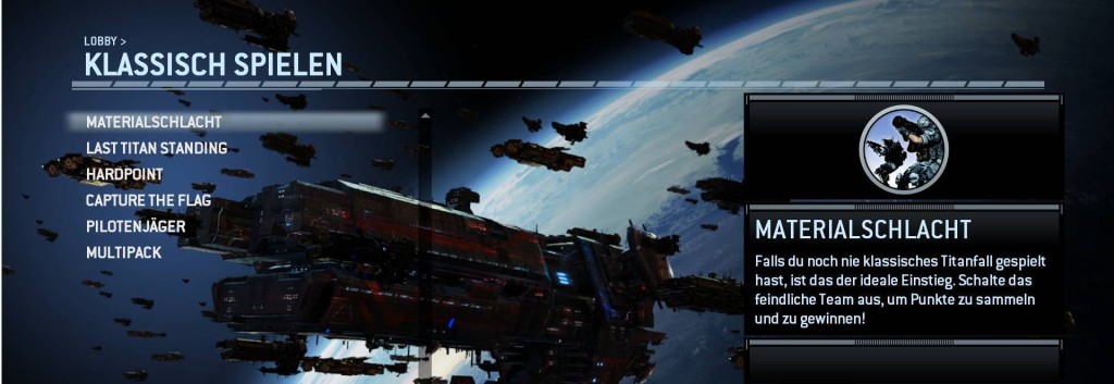 Die Spielmodi im "klassischen" Titanfall Multiplayer. Die "Kampagne" ist nicht der Rede wert.