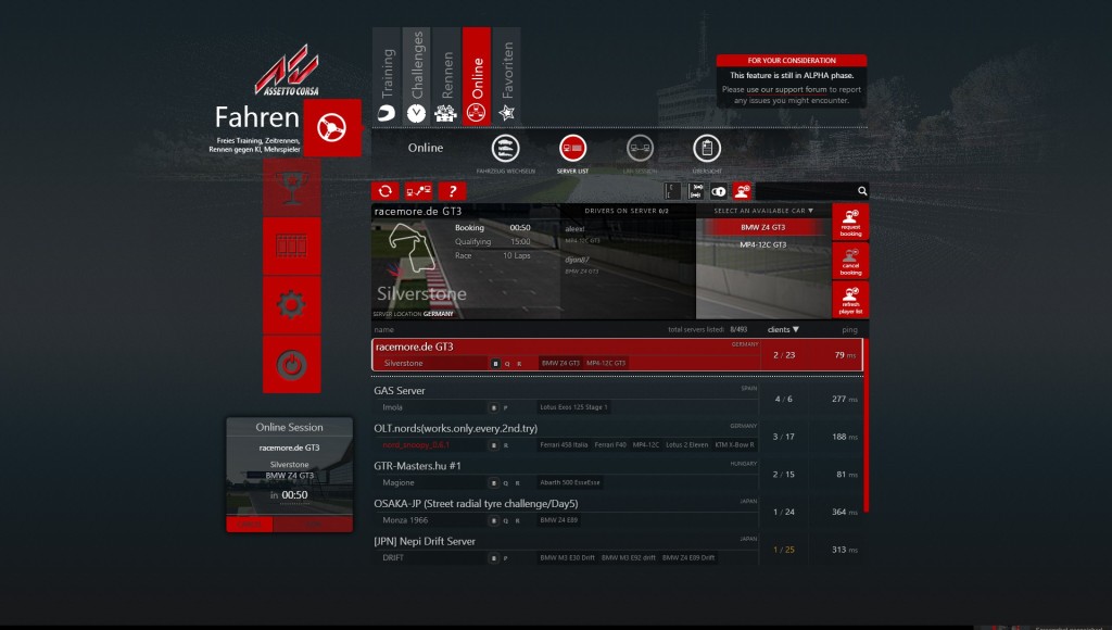 Wenn man sich mal durchgearbeitet hat, ist der Assetto Corsa Menü durchaus logisch aufgebaut.